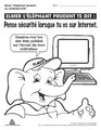 Elmer l’éléphant prudent te dit : Pense sécurité lorsque tu es sur Internet. 